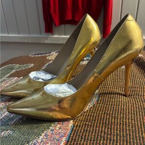 Gold Stiletto Heels by pleaser